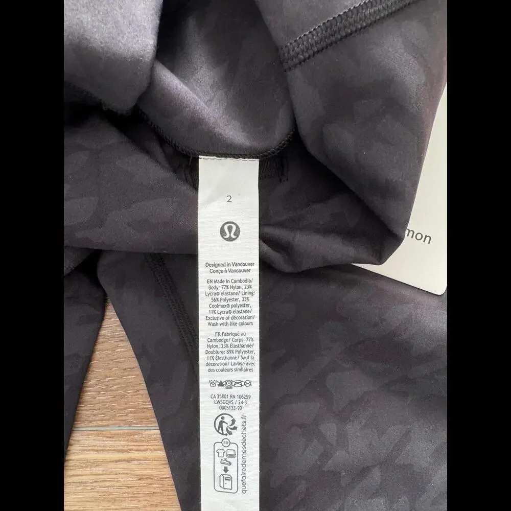 Lululemon Wunder Train High Rise 25” Houndstooth Haze Emboss Black Size 2 NWT